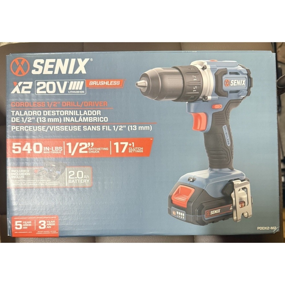 Senix X2‎ 20V Max 1/2"  Hammer Drill Brushless (with 2.0 Ah Battery & Charger)
